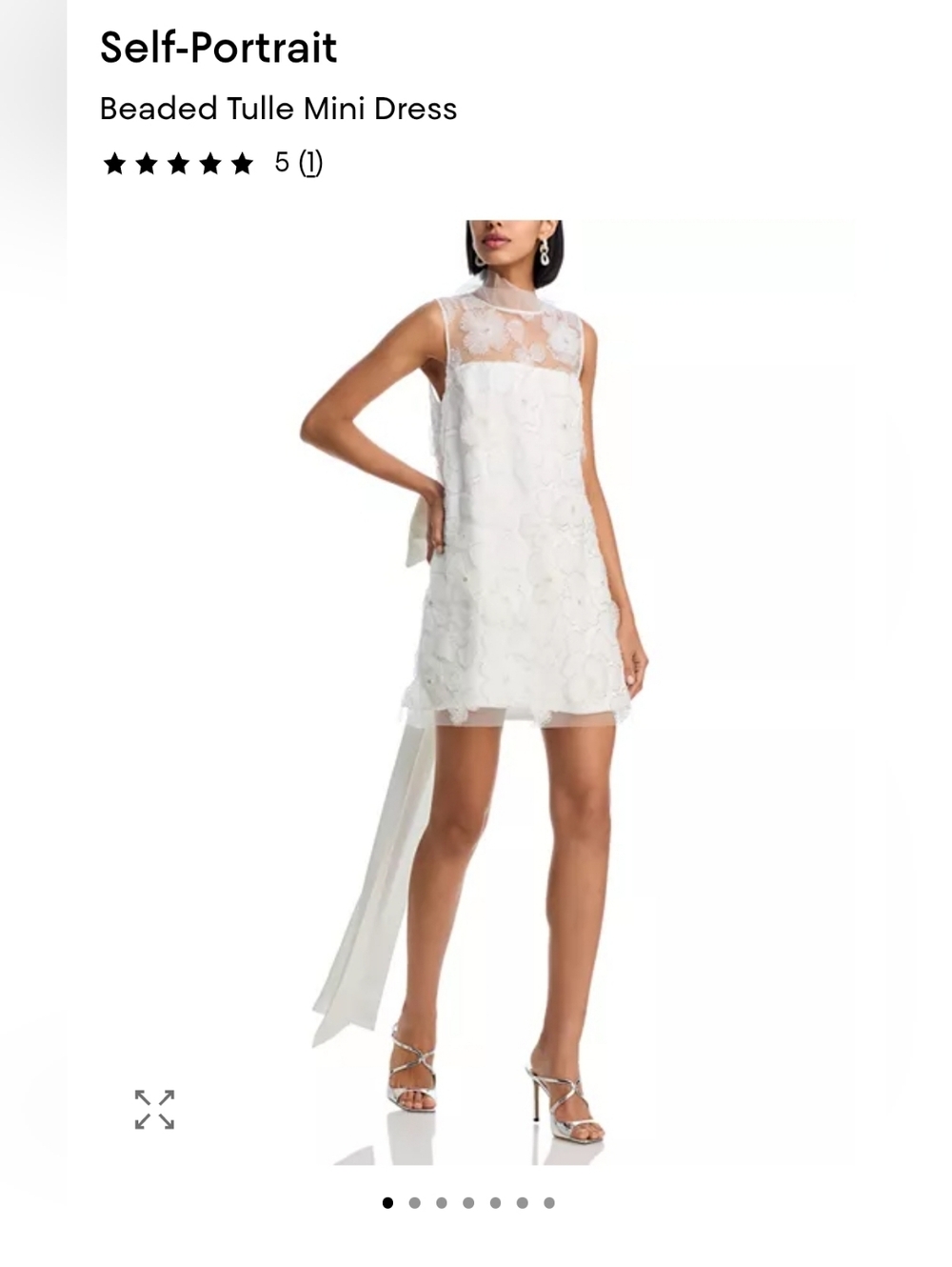 Self-Portrait White Beaded Floral Tulle Mini Dress